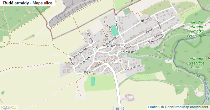 Rudé armády - mapa ulice