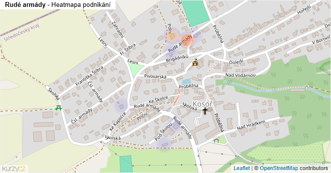 Rudé armády - mapa podnikání