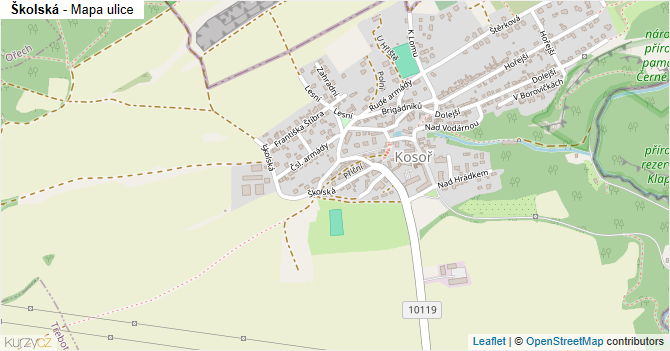 Školská - mapa ulice