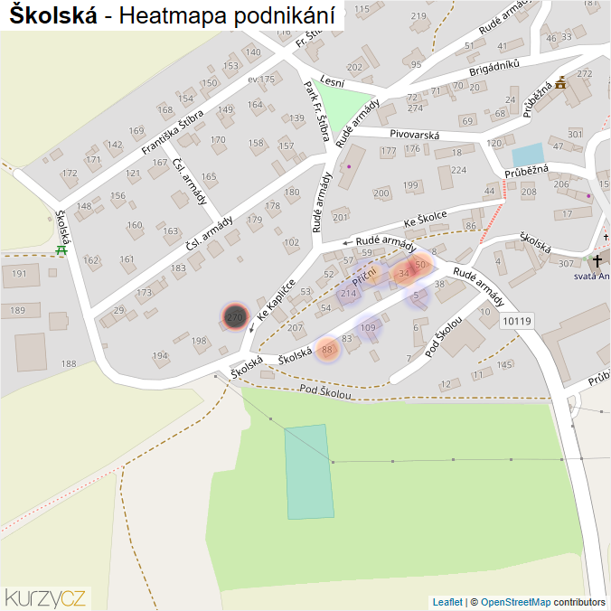 Mapa Školská - Firmy v ulici.