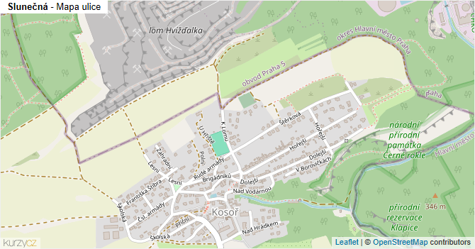 Slunečná - mapa ulice