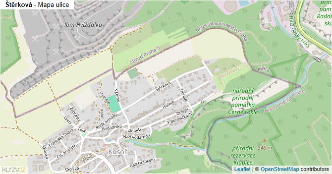 Štěrková - mapa ulice