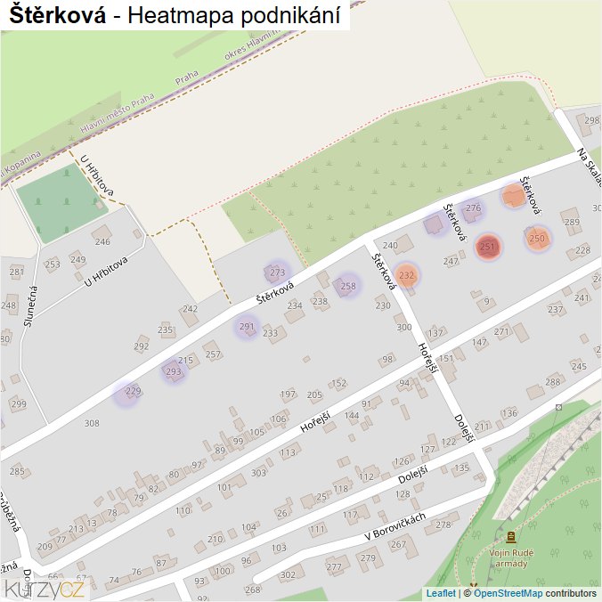 Mapa Štěrková - Firmy v ulici.