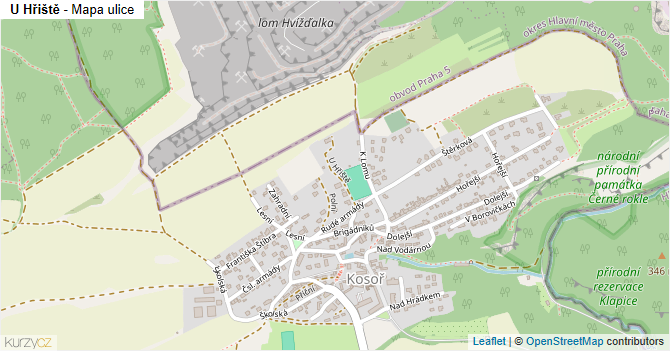 U Hřiště - mapa ulice