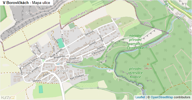 V Borovičkách - mapa ulice