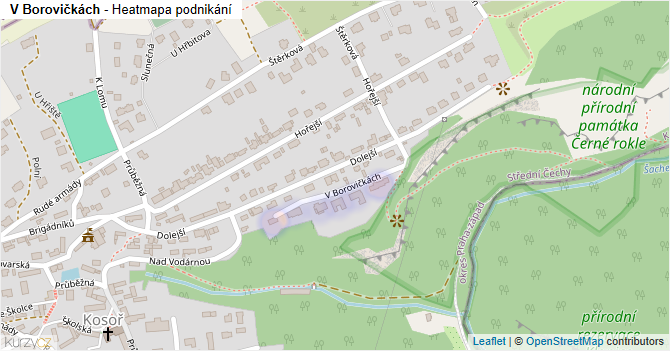 V Borovičkách - mapa podnikání