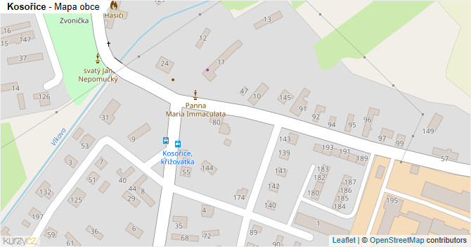 Kosořice - mapa obce