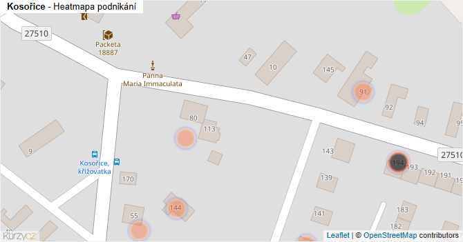 Kosořice - mapa podnikání