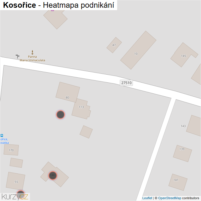 Mapa Kosořice - Firmy v obci.