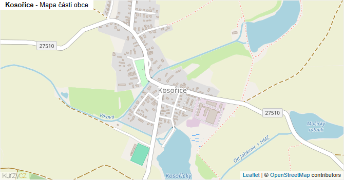 Kosořice - mapa části obce