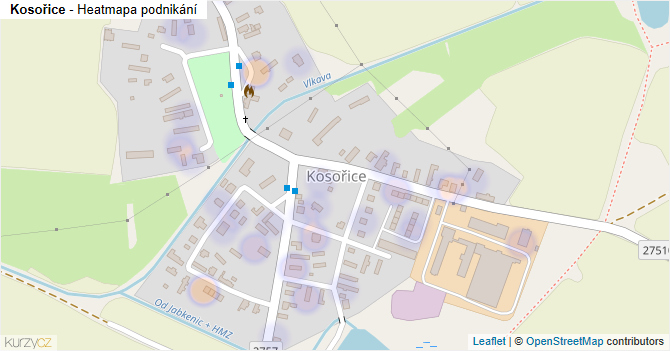 Kosořice - mapa podnikání
