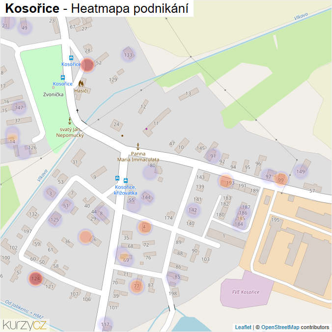 Mapa Kosořice - Firmy v části obce.