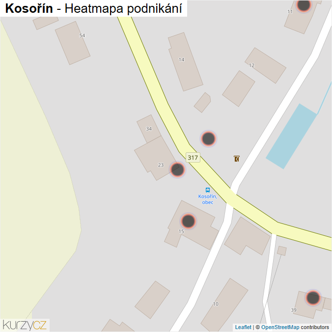 Mapa Kosořín - Firmy v obci.