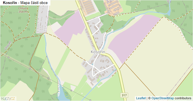 Kosořín - mapa části obce