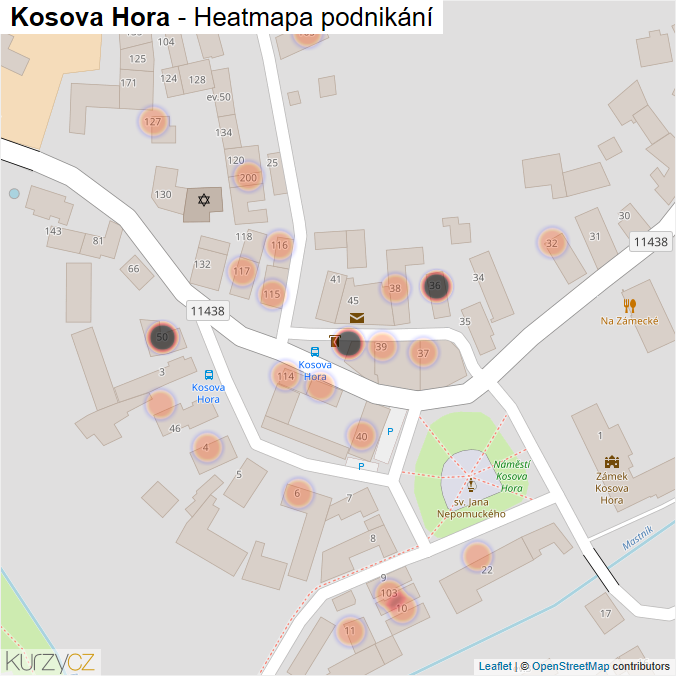 Mapa Kosova Hora - Firmy v obci.