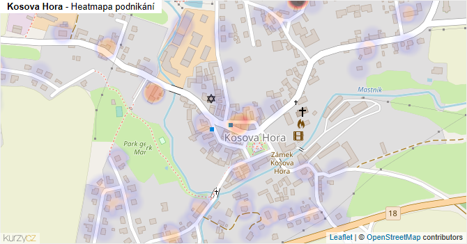 Kosova Hora - mapa podnikání