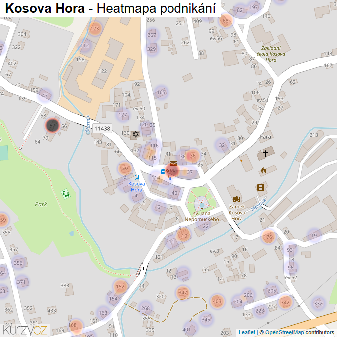 Mapa Kosova Hora - Firmy v části obce.