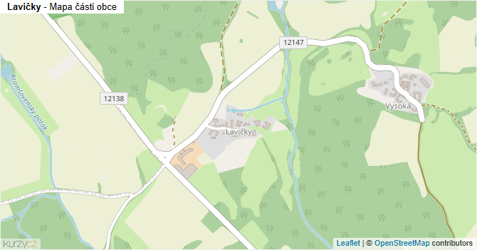 Lavičky - mapa části obce
