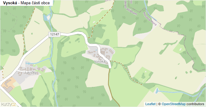 Vysoká - mapa části obce