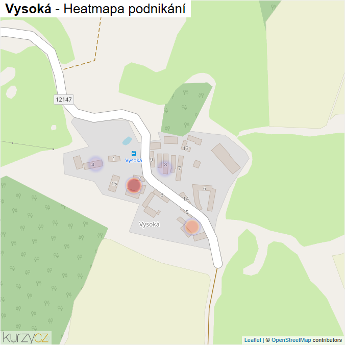 Mapa Vysoká - Firmy v části obce.