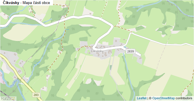 Čikvásky - mapa části obce