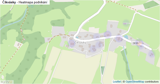 Čikvásky - mapa podnikání