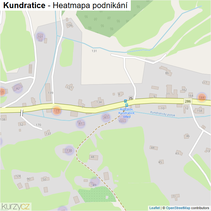 Mapa Kundratice - Firmy v části obce.