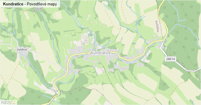Kundratice - záplavové mapy stoleté vody
