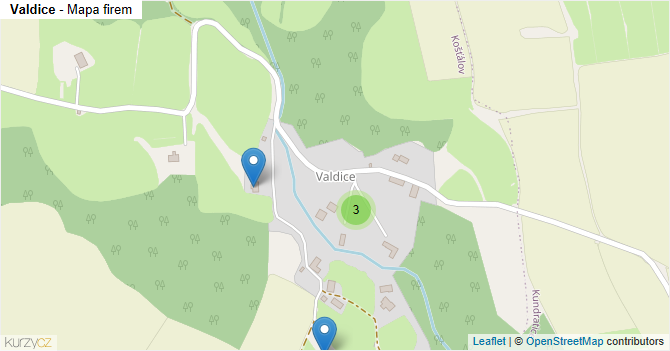 Valdice - mapa firem