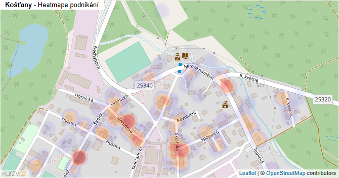 Košťany - mapa podnikání