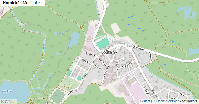 Hornická - mapa ulice