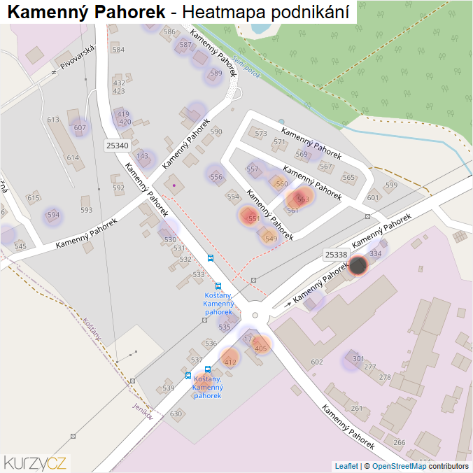 Mapa Kamenný Pahorek - Firmy v ulici.