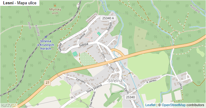 Lesní - mapa ulice