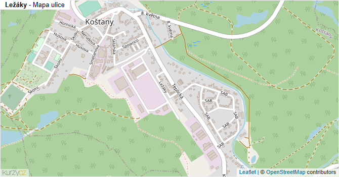Ležáky - mapa ulice