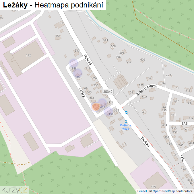 Mapa Ležáky - Firmy v ulici.