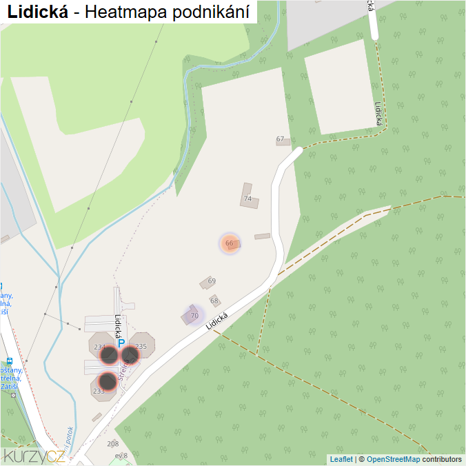Mapa Lidická - Firmy v ulici.