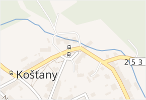 Mírové náměstí v obci Košťany - mapa ulice