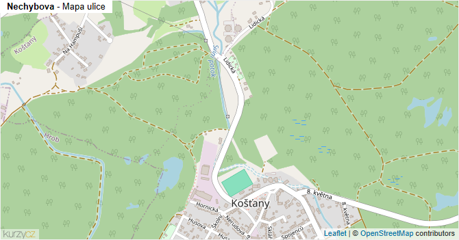 Nechybova - mapa ulice