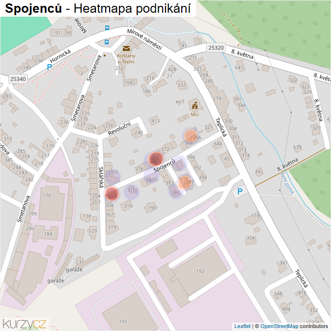 Mapa Spojenců - Firmy v ulici.