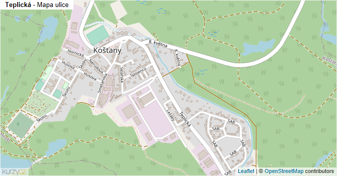 Teplická - mapa ulice