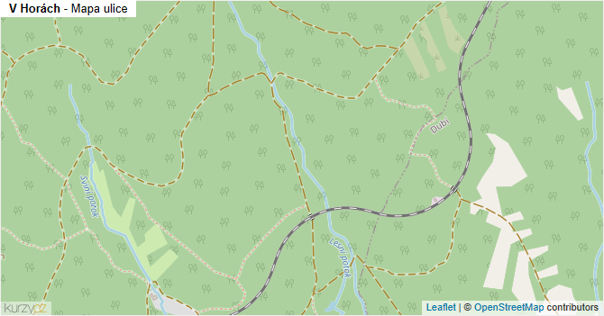 V Horách - mapa ulice