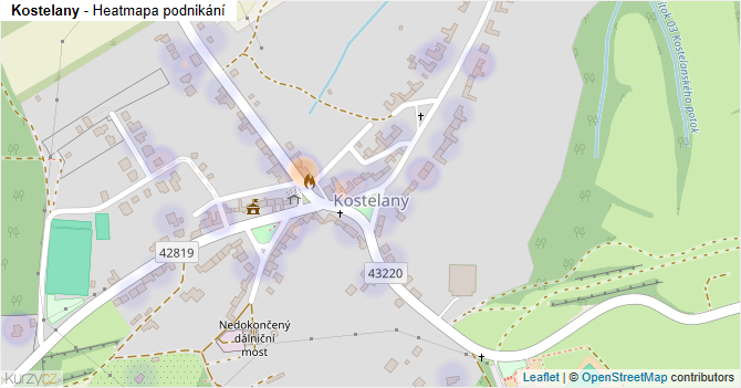 Kostelany - mapa podnikání