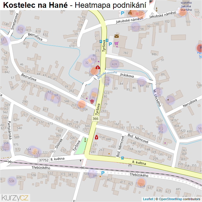 Mapa Kostelec na Hané - Firmy v obci.