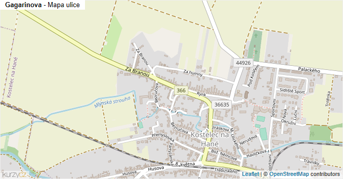 Gagarinova - mapa ulice
