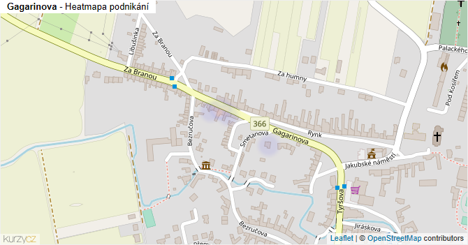 Gagarinova - mapa podnikání