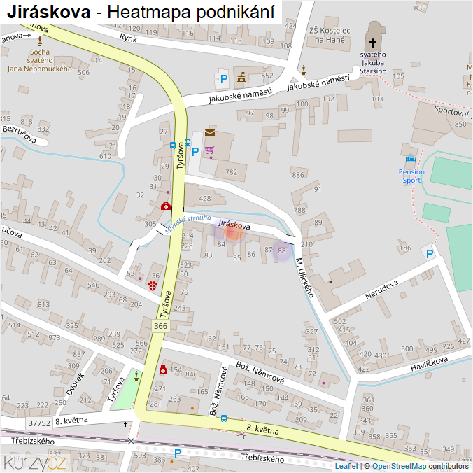 Mapa Jiráskova - Firmy v ulici.
