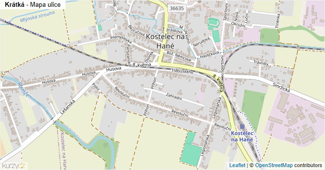 Krátká - mapa ulice