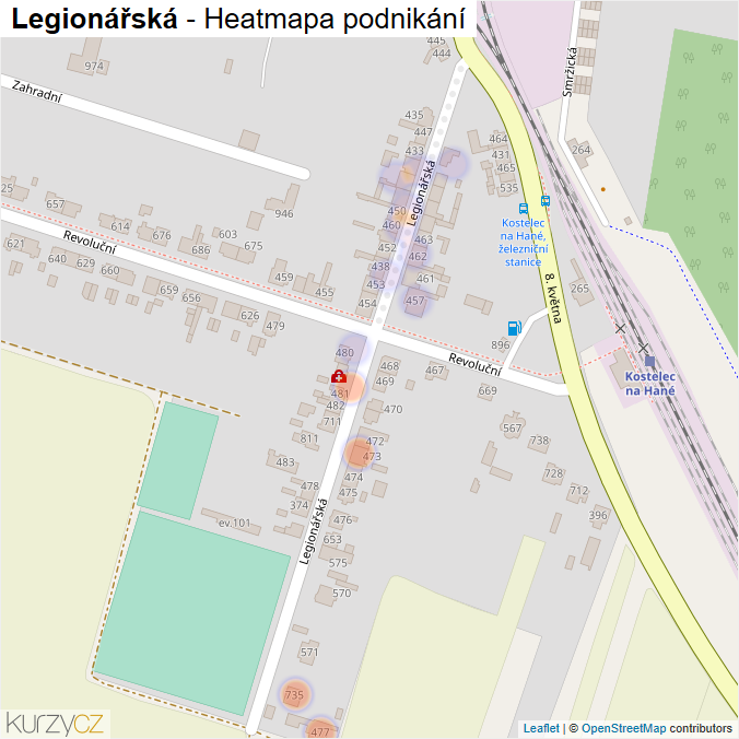 Mapa Legionářská - Firmy v ulici.