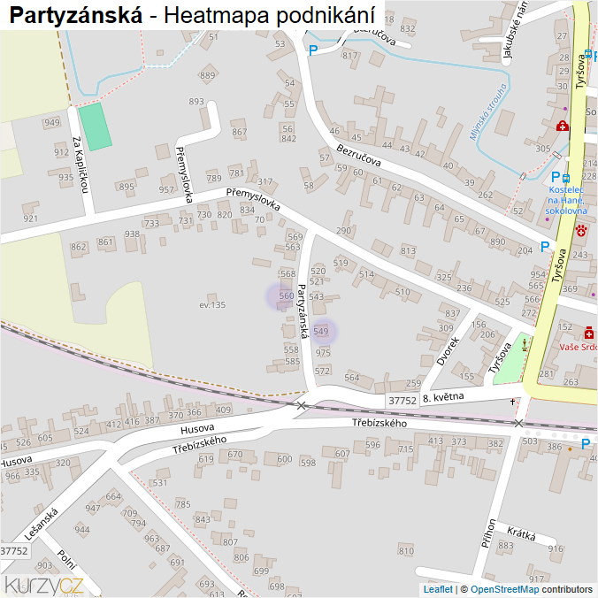 Mapa Partyzánská - Firmy v ulici.