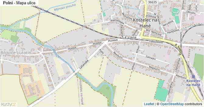 Polní - mapa ulice